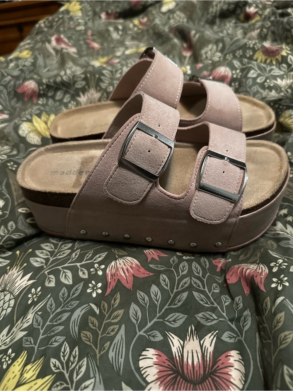 Madden Girl Pink Double-Buckle Platform Sandals